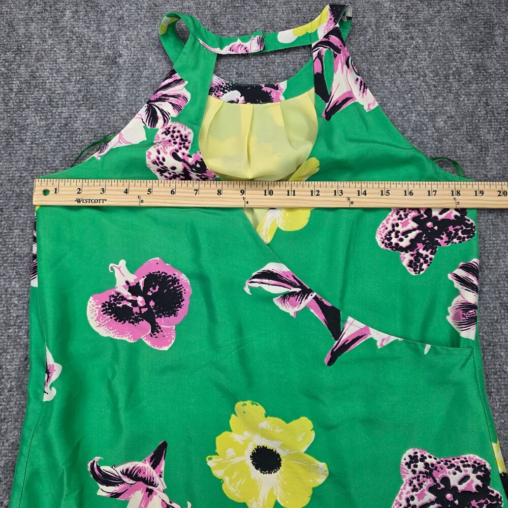 J Crew Dress Womens 2 Green Floral Silk Sleeveless Shift Tropical Coastal Chic - Picture 11 of 16